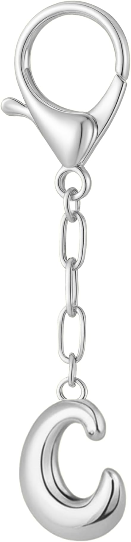Gold Bubble Initial Keychain Charm for Women Chunky Bag Purse Charms A-Z Letter Key Chains for Handbag Accessories