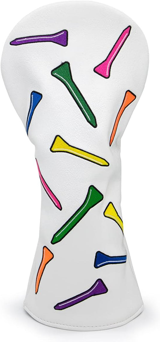 1 Pcs Montela Golf Club Covers,Colorful Birdie Tee 3 Wood Headcover Driver Headcover Fairway Wood Head Covers Hybrid Headcover Leather Golf Head Covers for Odyssey Scotty Cameron Taylormade