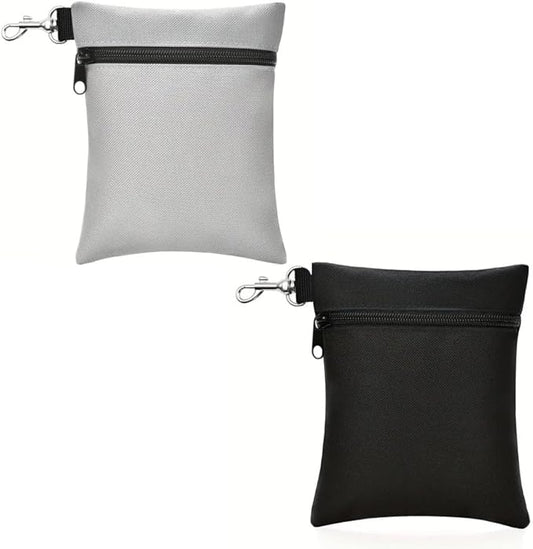 Golf Tee Pouch | Pack of 2 Golf Tee Bag | 5.24 X 6.42 Inch Zipper Golf Accessory Bag with Clip | Golf Bag Accessories for Men Women Golf Gift