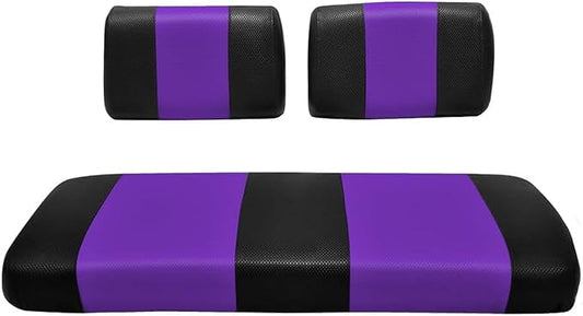 Seat Cover Replacement for Yamaha G-2/G-9 Golf Cart - Front Bench Seat - Premium Marine Vinyl -5 Panel Stitching - Staple On Installation - Two-Tone Golf Cart Seat Covers (Black & Purple)