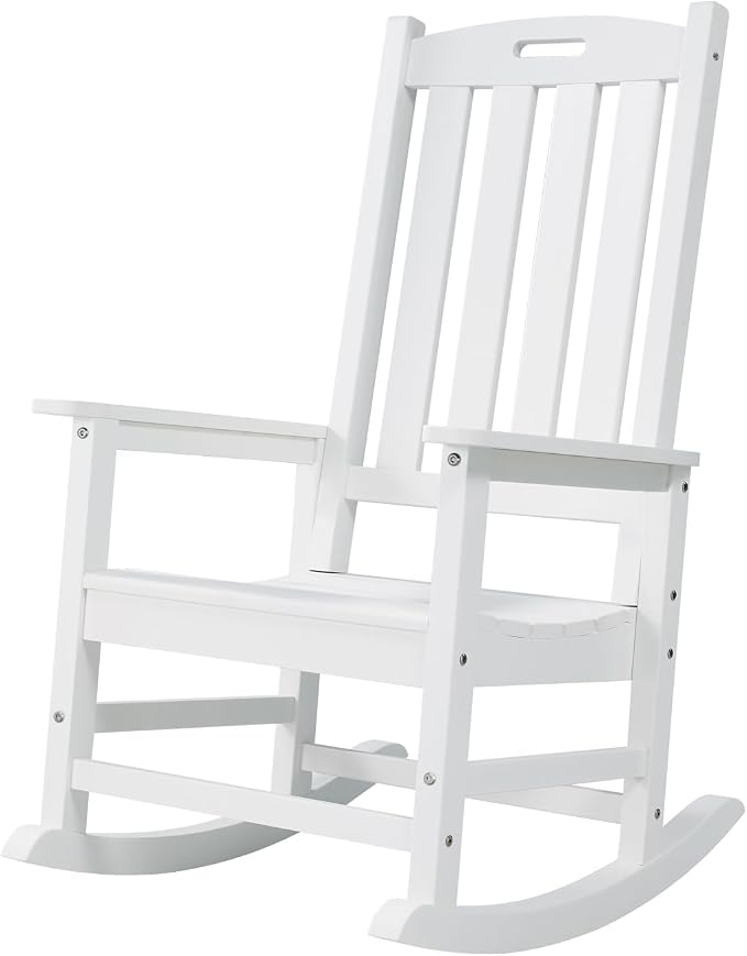 Oversized Outdoor Rocking Chair, HDPE Porch Rocker | High Back Rocking Chairs by PsilvamGardenFurniture