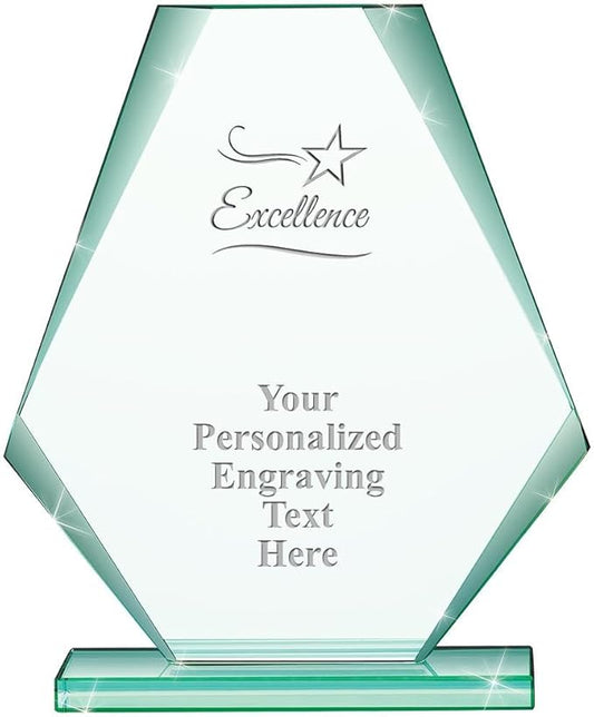 6" Jade Pyramid Crystal Award with Custom Engraving - Personalized Corporate Trophy Awards