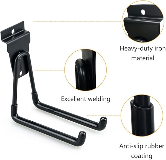 Slatwall Hooks Heavy Duty Slat Wall Accessories Garage Large U Hooks Storage Utility Hanging Hooks for Garage Organizers, Black(10 Pack)