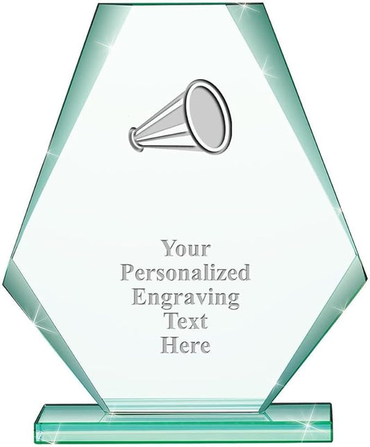 6" Jade Pyramid Crystal Award with Custom Engraving - Personalized Corporate Trophy Awards