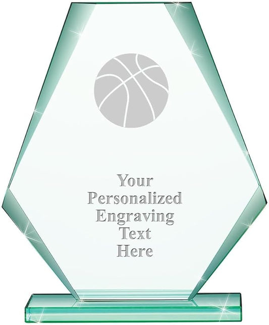 6" Jade Pyramid Crystal Award with Custom Engraving - Personalized Corporate Trophy Awards