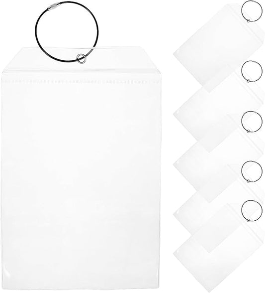 SUPVOX 6pcs Waterproof Luggage Tags Set with Black Steel Wire Loop, Plastic Name Tag Holders for Travel, Golf Bags, and Cruise Essentials, Sturdy Id Card Sleeves for Suitcases