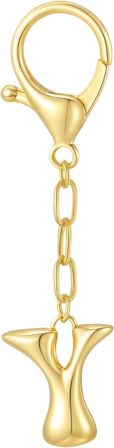 Gold Bubble Initial Keychain Charm for Women Chunky Bag Purse Charms A-Z Letter Key Chains for Handbag Accessories