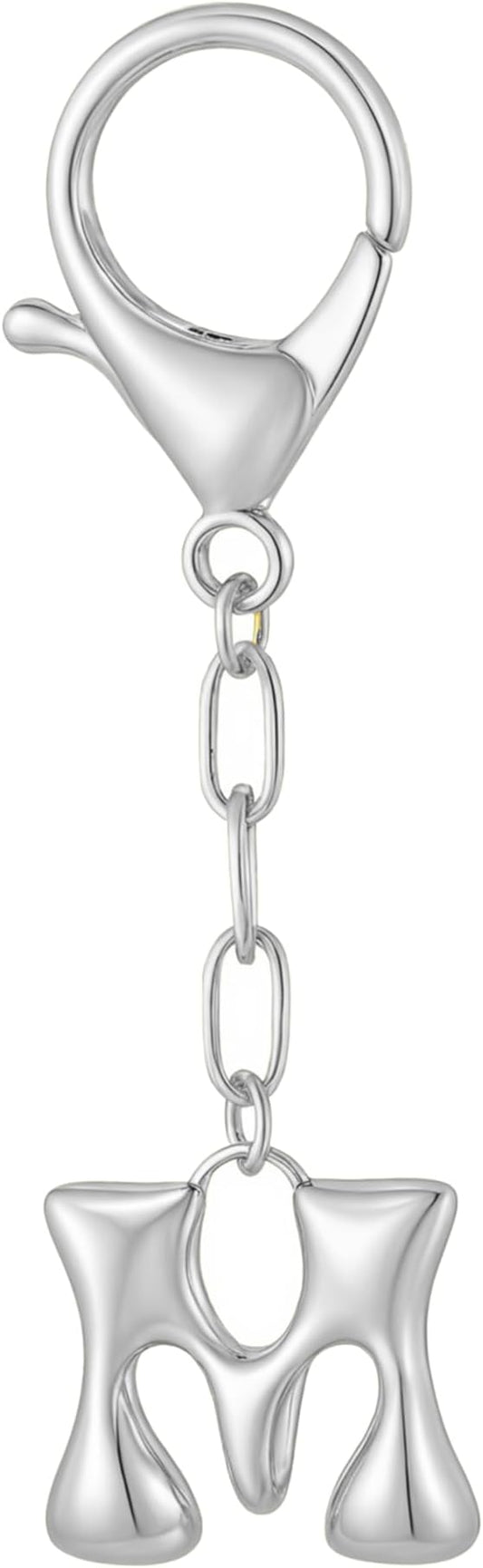 Gold Bubble Initial Keychain Charm for Women Chunky Bag Purse Charms A-Z Letter Key Chains for Handbag Accessories