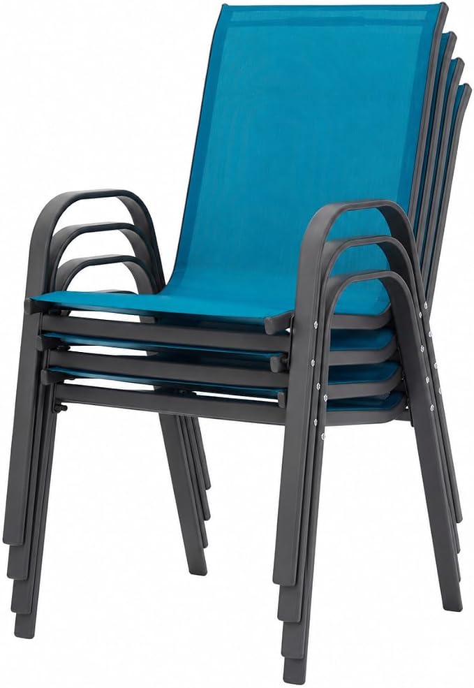 Patio Chairs Set of 4, Stacking Patio Chairs - Image 9