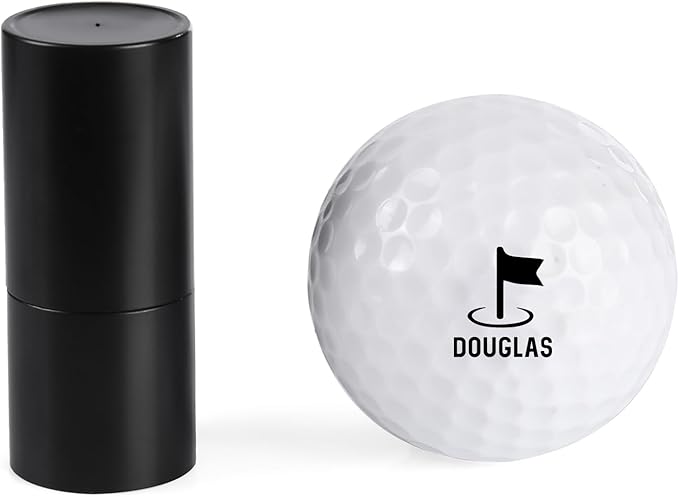 Golf Ball Stamp Personalized Marker - Premium Metal Custom Golf Ball Stamp - Quick-Dry Ink Monogram Identifier - Unique Golfing Accessories Gifts for Men Dad (Black + Black Ink + Iron Box)