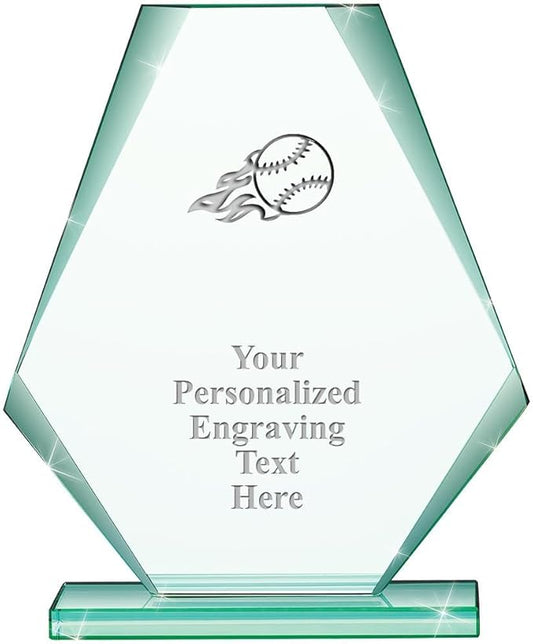 6" Jade Pyramid Crystal Award with Custom Engraving - Personalized Corporate Trophy Awards