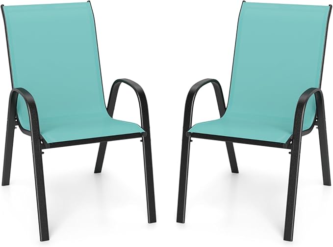 Giantex Patio Chairs Set of 2, Stackable Outdoor Dining Chairs by Giantex