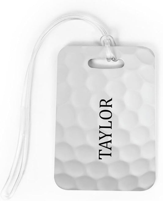 ChalkTalkSPORTS Golf Luggage & Bag Tag | Personalized Golf Ball Graphic | Standard Lines on Back | Medium