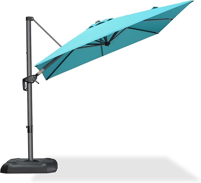 PURPLE LEAF Outdoor Umbrella 8' x 8' Square Sun Protection Turquoise | Smooth - Image 2