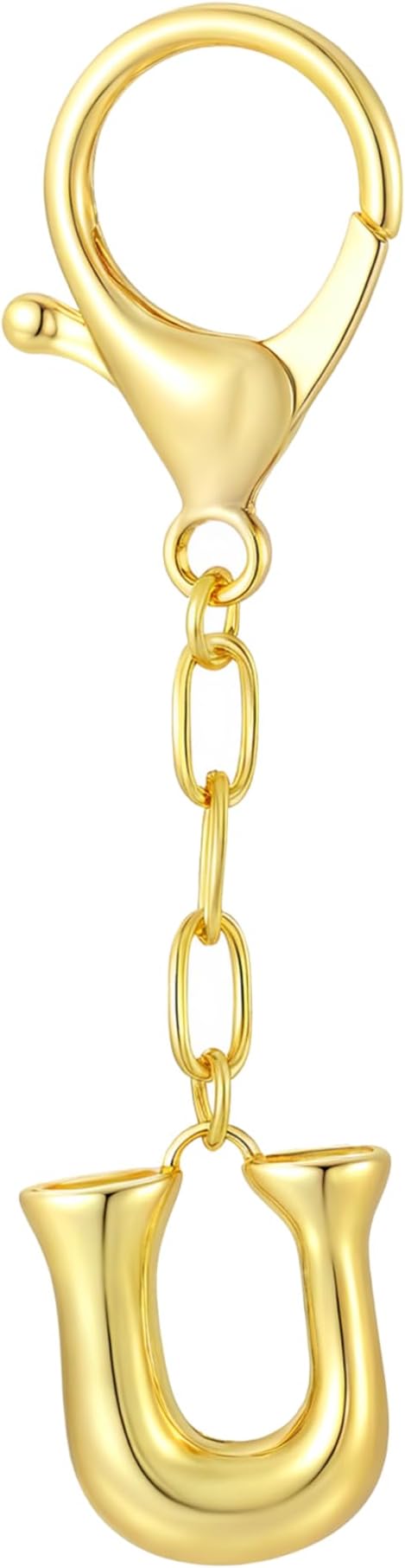 Gold Bubble Initial Keychain Charm for Women Chunky Bag Purse Charms A-Z Letter Key Chains for Handbag Accessories