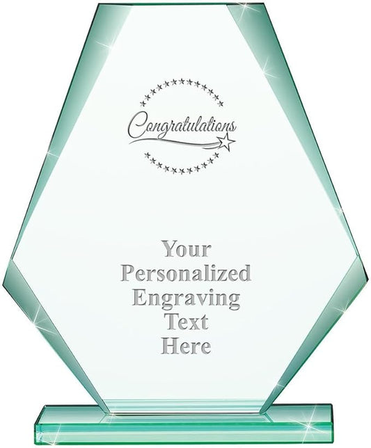6" Jade Pyramid Crystal Award with Custom Engraving - Personalized Corporate Trophy Awards