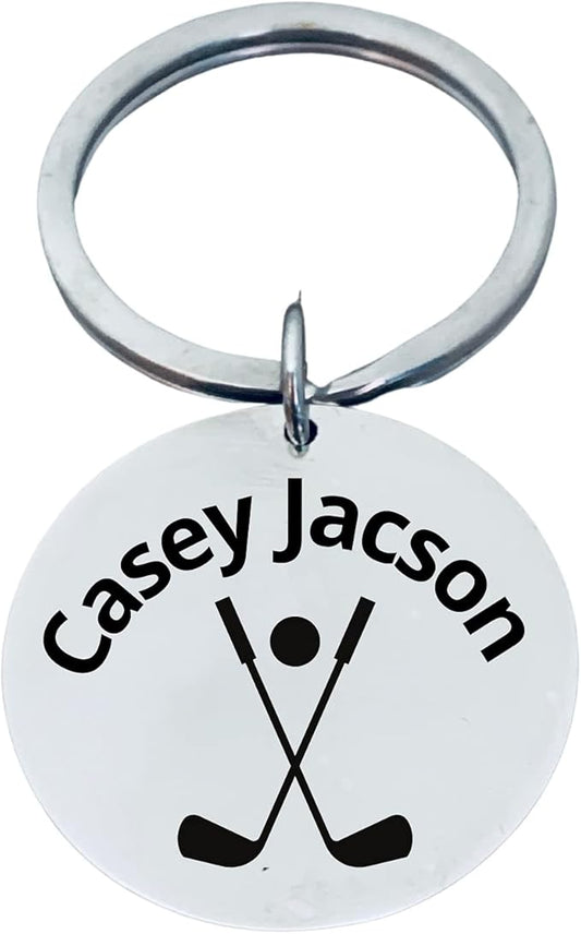 Personalized Golf Keychain, Custom Engraved Golf Jewelry, Gift for Golfer, Golf Gifts for Men, Women, Senior