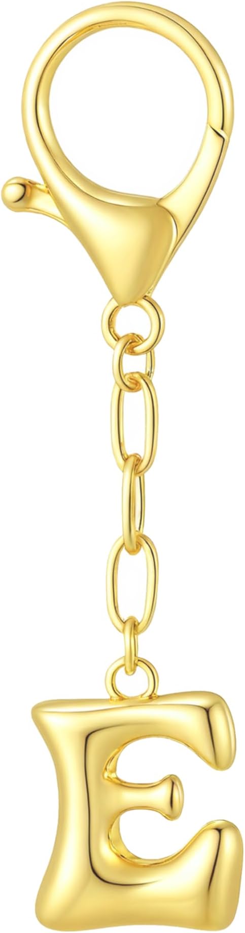 Gold Bubble Initial Keychain Charm for Women Chunky Bag Purse Charms A-Z Letter Key Chains for Handbag Accessories