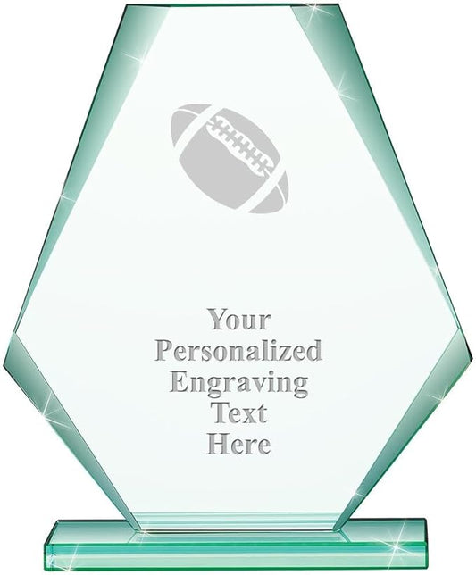 6" Jade Pyramid Crystal Award with Custom Engraving - Personalized Corporate Trophy Awards