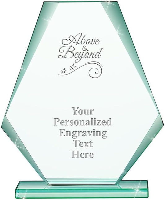 6" Jade Pyramid Crystal Award with Custom Engraving - Personalized Corporate Trophy Awards