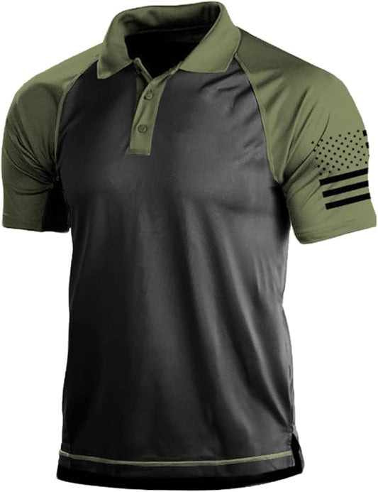 HARGLESMAN Men's 1776 Independence Day American Flag Short Sleeve Polo Golft Shirt(S-3XL)
