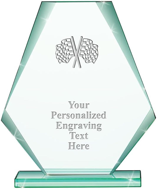 6" Jade Pyramid Crystal Award with Custom Engraving - Personalized Corporate Trophy Awards