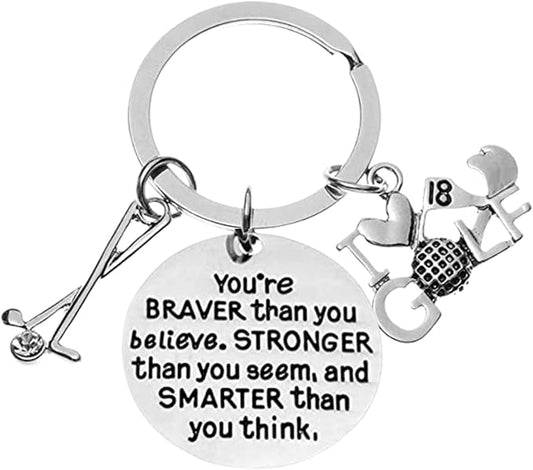 Golf Keychain, You’re Braver Than You Believe, Golf Jewelry for Golfers, Gift for Women, Men & Teens, Golf Lover/Golf Club/Golf Team
