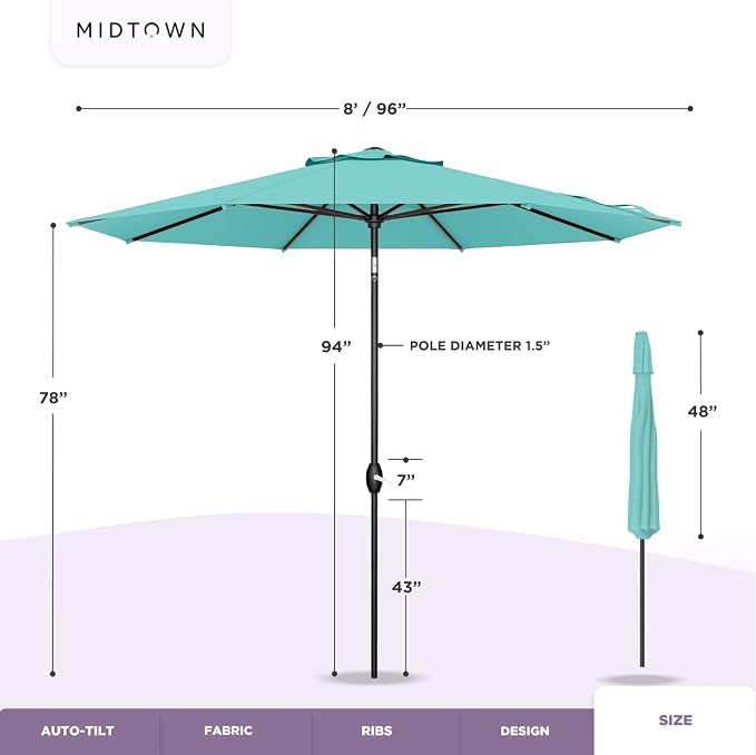Midtown Umbrellas 10-Year-No-Fade - 8 Ft - UV Proof Purple Polyester Fabric - - Image 6