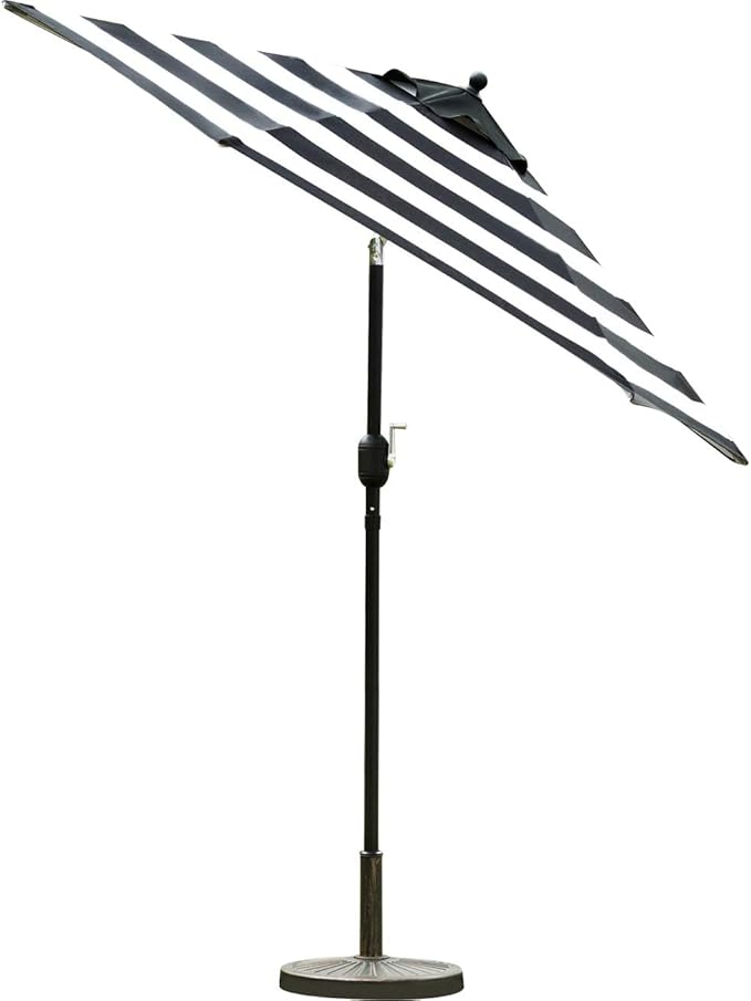 Sunnyglade 7.5' Patio Umbrella Outdoor Tilt Umbrella Black and White Stripe | - Image 2