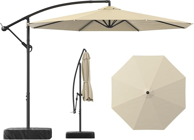 10FT Patio Umbrella with Base, Outdoor Umbrella Pool Umbrella Cantilever - Image 9