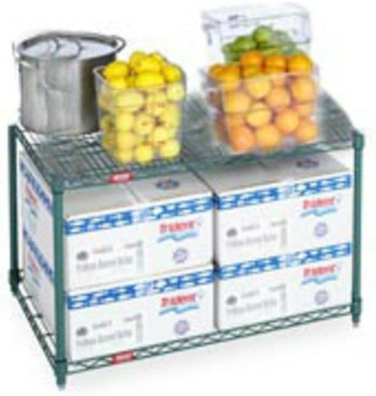 Omega Shelving Storage | 2 Tier Starter Shelving Unit 24" Deep x 30" Wide x 14" High - 800 lb Weight Capacity per Shelf, Adjustable Wire Shelving, Tool-Free Assembly |Freezer Shelving