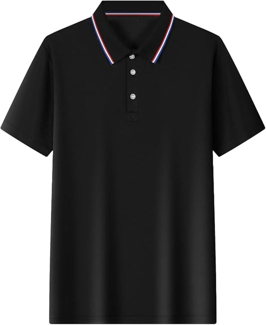 Polo Shirts for Men Dressy Casual Button Collared Golf T Shirt Classic Solid Color Business Summer Blouses