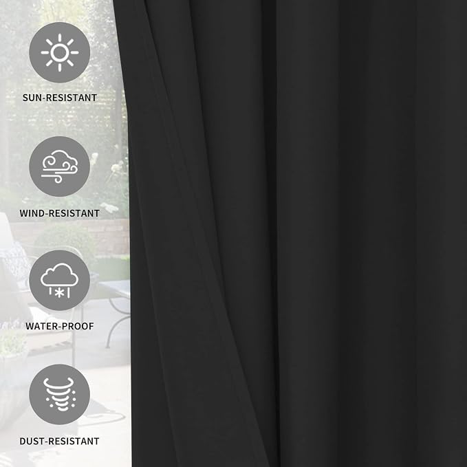 Easy-Going 100% Waterproof Outdoor Curtains 54x108 inch, Gazebo and Pergola 2 - Image 5