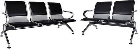 Kinfant Waiting Room Chair Bench - Guest Reception Chairs for Airport Hospital Bank Salon Barber Hall Room Conference (2+3-seat, Black-Mesh+PU)