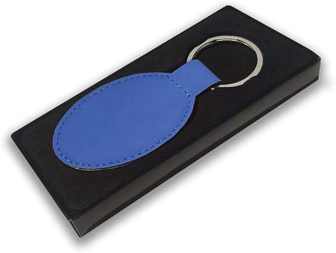 LaserGram Oval Keychain, Golfer Golfing, Personalized Engraving Included (Dark Blue)