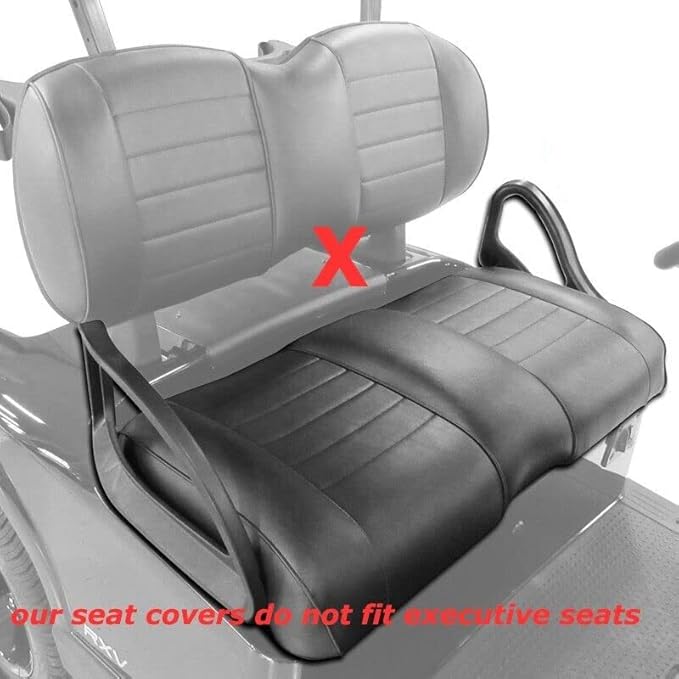 Huskey Parts Company 4PCS Charcoal Gray Golf Cart Front Rear Seat Cover Diamond Stitching for EZGO RXV 2008-UP, Marine Grade Vinyl, Custom Fit, Staple On