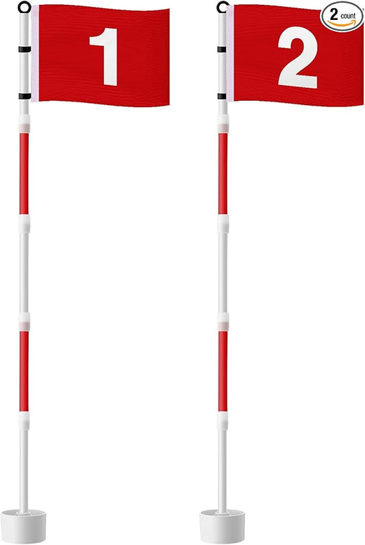 Golf Flagstick 6ft, Golf Pin Flag Hole Cup Set Putting Green Flags and Poles Numbered Golf Flags for Driving Range Backyard, Portable 5 Section Design for Golf Practice, Gift Idea