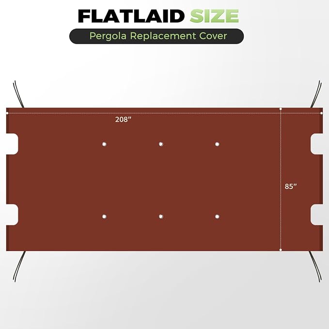 85x208 in Pergola Shade Cover for L-PG080PST | Brick Red, Cover Only, - Image 3