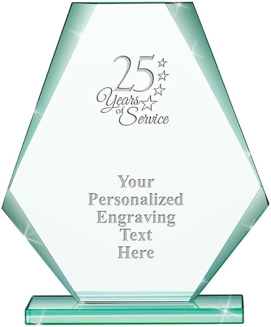 6" Jade Pyramid Crystal Award with Custom Engraving - Personalized Corporate Trophy Awards
