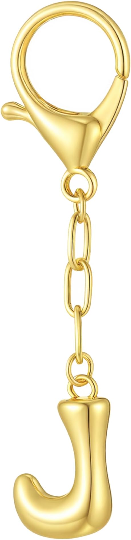 Gold Bubble Initial Keychain Charm for Women Chunky Bag Purse Charms A-Z Letter Key Chains for Handbag Accessories