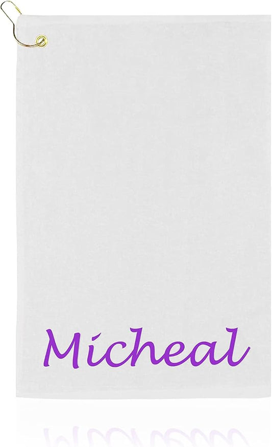 Personalized Passion Golf Towel with Embroidered Name - 16"x26" Custom Golf Towels with Clip - Soft & Highly Absorbent Plush Velour - Easily Wipes Away Sweat and Dirt - Gift for Golfers - Silver Gray