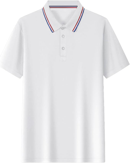 Polo Shirts for Men Dressy Casual Button Collared Golf T Shirt Classic Solid Color Business Summer Blouses