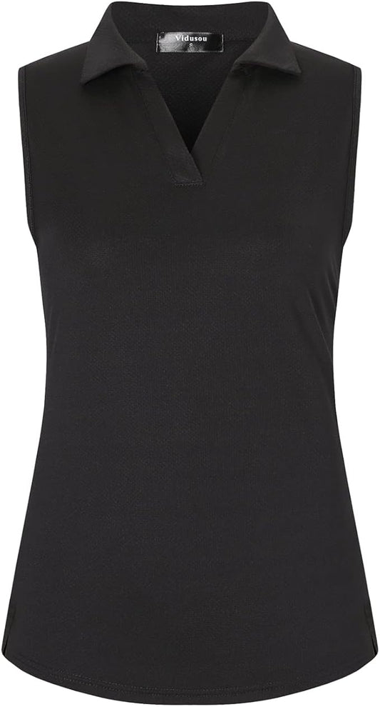 Womens Sleeveless Golf Polo Shirts Lightweight Tennis Sport Tops
