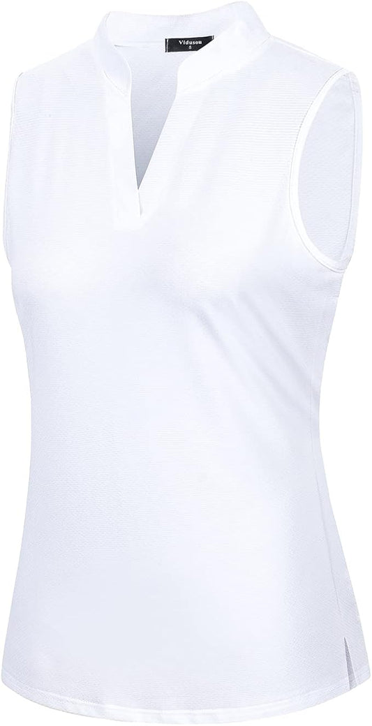 Womens Sleeveless Golf Polo Shirts Lightweight Tennis Sport Tops