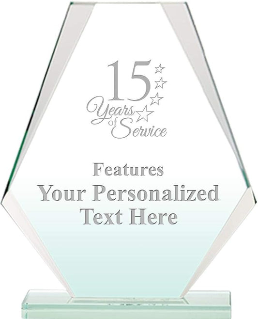 6" Jade Pyramid Crystal Award with Custom Engraving - Personalized Corporate Trophy Awards