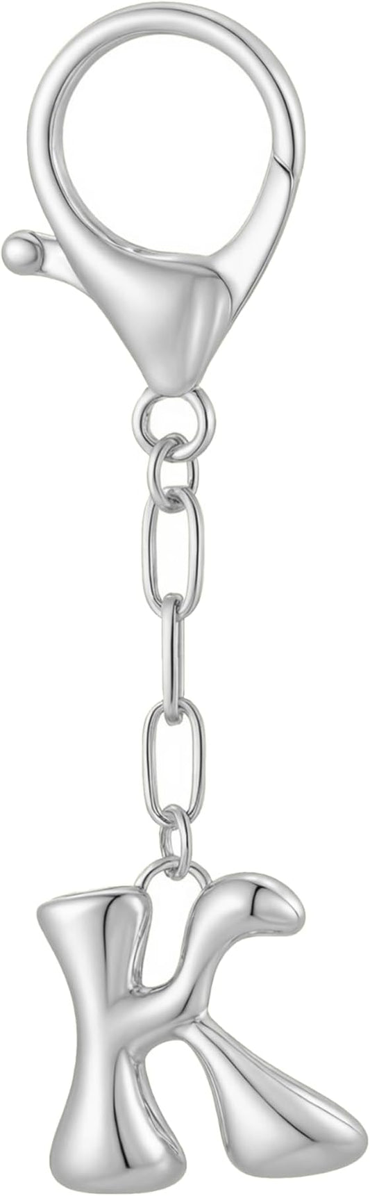 Gold Bubble Initial Keychain Charm for Women Chunky Bag Purse Charms A-Z Letter Key Chains for Handbag Accessories