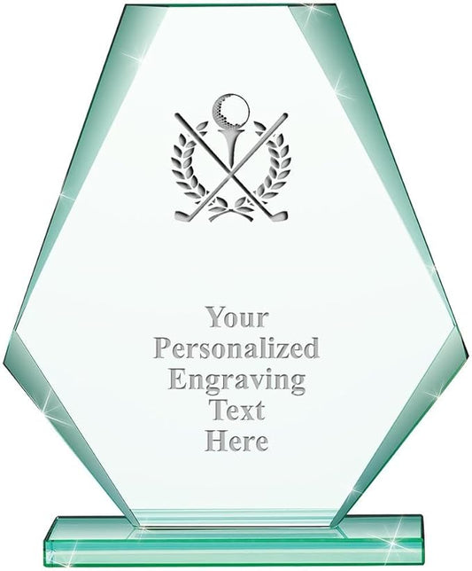 6" Jade Pyramid Crystal Award with Custom Engraving - Personalized Corporate Trophy Awards