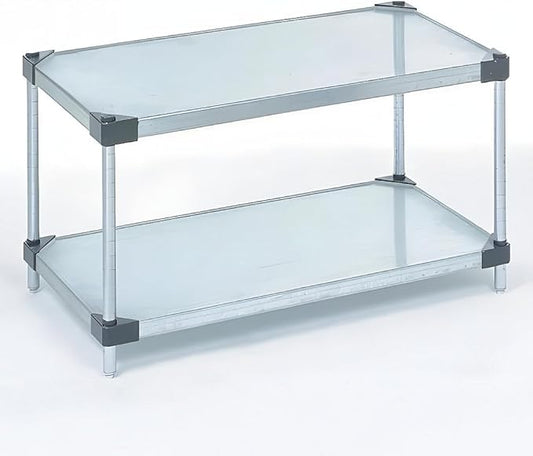 Omega 2-Tier Solid Galvanized Shelves, 21" Deep x 24" Wide x 14" HighHeavy Duty Storage Rack, Shelving Unit, NSF Certified, Ideal for Kitchen Garage Office Restaurant Warehouse 800-lb Weight Capacity