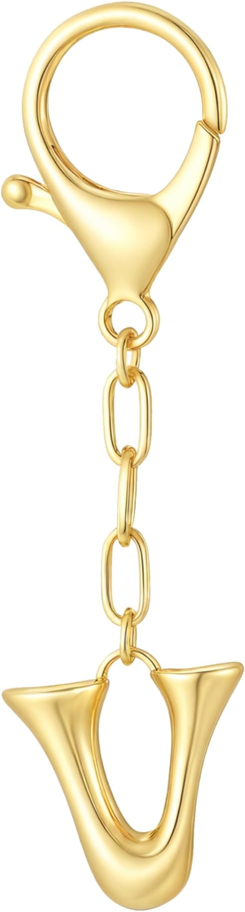 Gold Bubble Initial Keychain Charm for Women Chunky Bag Purse Charms A-Z Letter Key Chains for Handbag Accessories