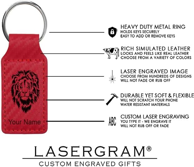 LaserGram Rectangle Keychain, Coat of Arms Germany, Personalized Engraving Included (Carbon Fiber Red)